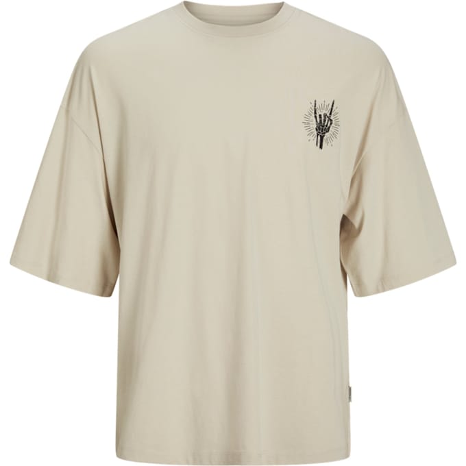 Jack & Jones - Heren Tee SS Charge Oversize Fit Tee - Beige - Maat L