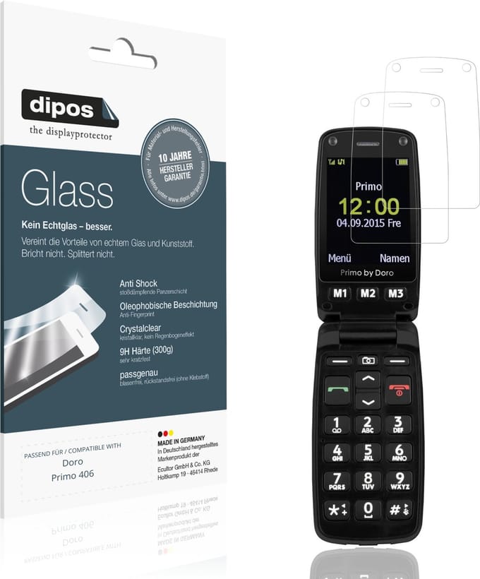 dipos – 2x Pantserfolie geschikt voor Doro Primo 406 | 9H Screenprotector