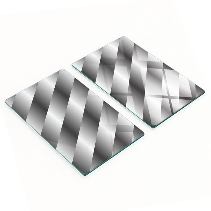 Set van 2 geharde glazen panelen met abstracte strepen, 2x30x52 cm