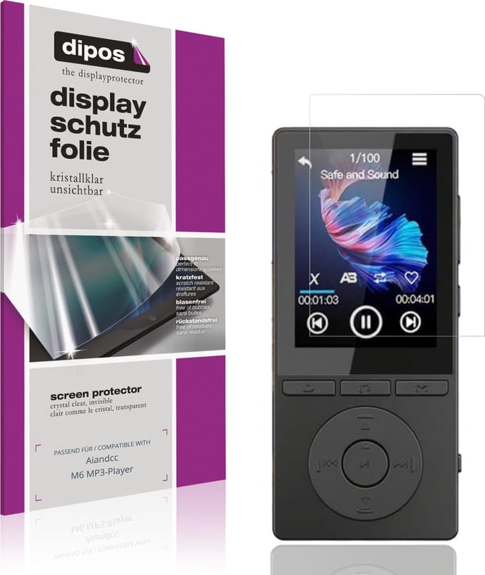 dipos – 4x Beschermfolie geschikt voor Aiandcc M6 MP3-Player | Krasbestendige & heldere Screenprotector Ultra-Thin