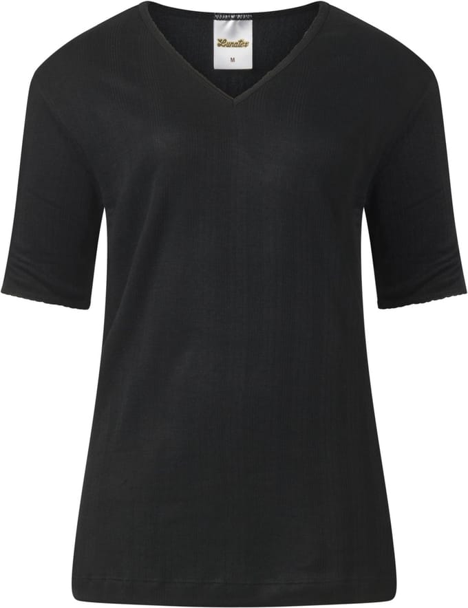 Lunatex - dames thermo T-shirt korte mouw - zwart - maat M