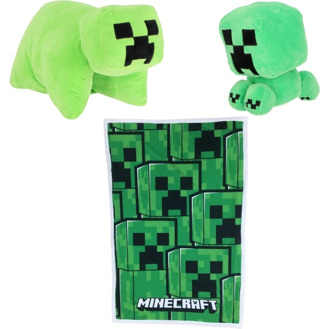 Minecraft slaapkamerset; kussen, fleecedeken en spaarpot