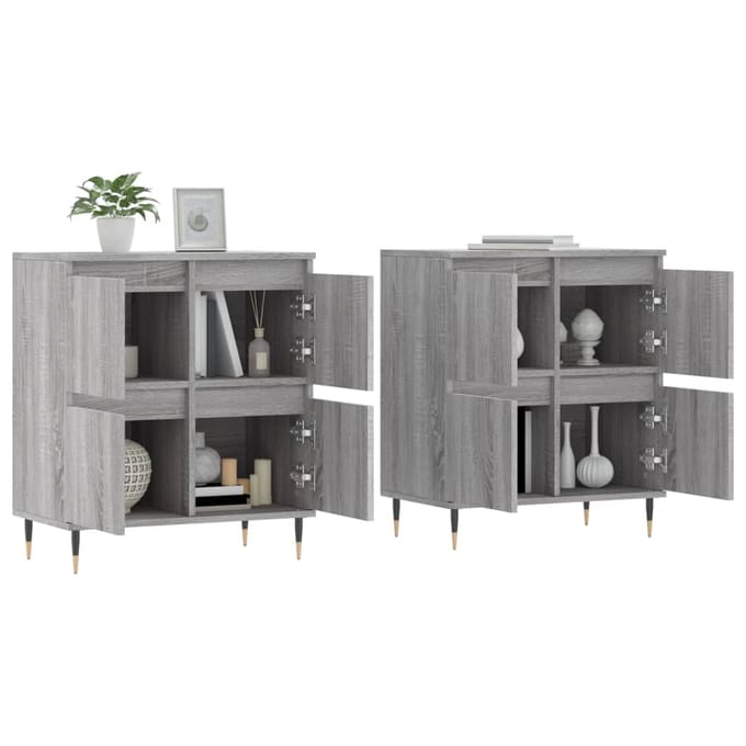 vidaXL - Dressoirs - 2 - st - bewerkt - hout - grijs - sonoma - eikenkleurig