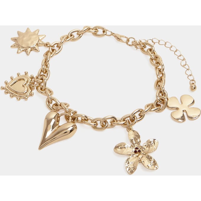 Yours Goudkleurige Bedelarmband Met Hartjessize One Size