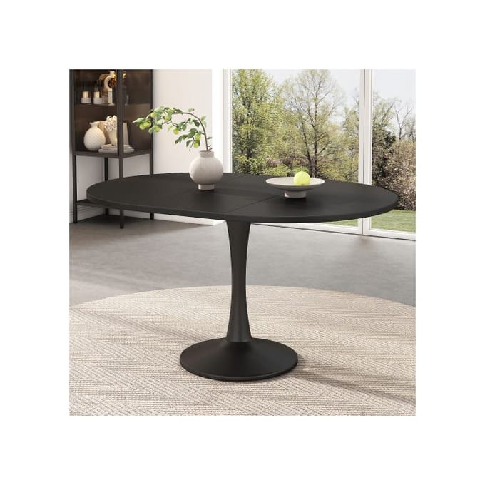 Table de salle à manger extensible, L 100/140 x L 100 x H 75 cm, table de salle à manger moderne et minimaliste, noire