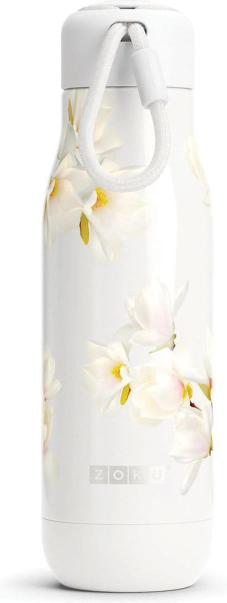 Thermosfles RVS, 500 ml, Wit Bloem Design- Zoku | Hydration