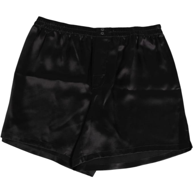 Dolce & Gabbana Zwarte Zijde Satijnen Elastic Men Boxer Short Zwemkleding