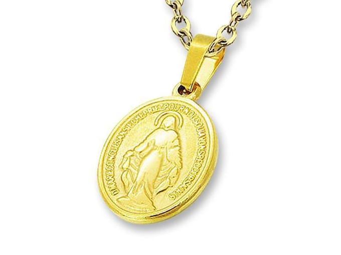 Amanto Ketting Emke - 316L Staal - Christus Medaillon - 24x16mm - 50cm
