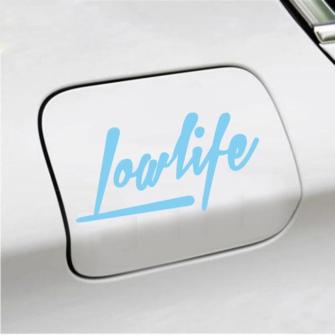 Bumpersticker - Lowlife - 7,5 X 14,8 - Licht Blauw