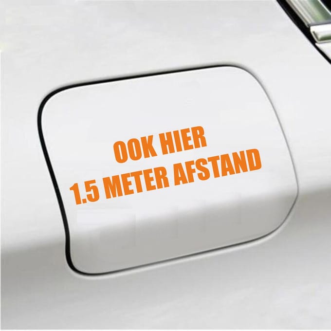 Bumpersticker - Ook Hier 1,5 Meter Afstand - 4,2 X 14,8 - Oranje