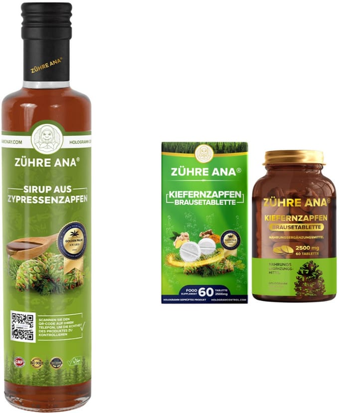 Zühre Ana Dennenappel Siroop 650ml en Dennenappel Bruistablet 2500mg
