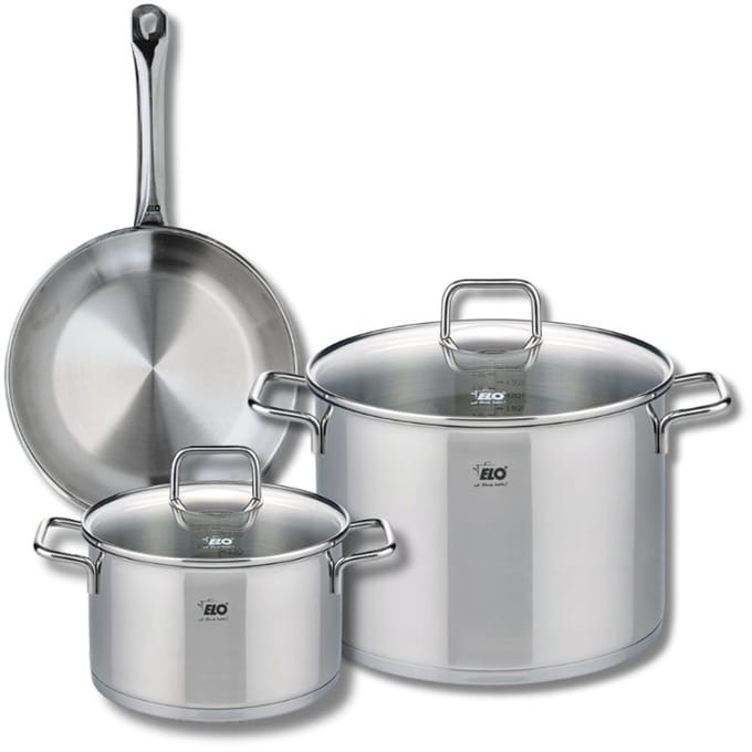 Set van 1 Koekenpan 24 cm en 2 kookpotten 20 en 26 cm Elo Profi Citrin