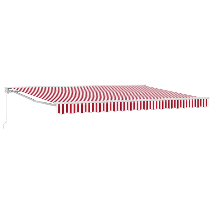 vidaXL - Handmatig - uitschuifbare - luifel - Rood - en - Wit - 5 - × - 3,5 - m