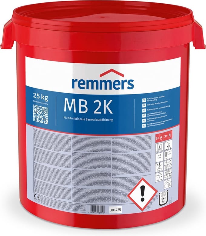 Kelder afdichting set 25 kg inclusief Remmers MB2K multibaudicht, blokkwast en afdekzeil.