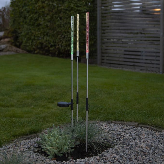 STAR TRADING LED solarlamp Bubbly per set van 3, meerkleurig