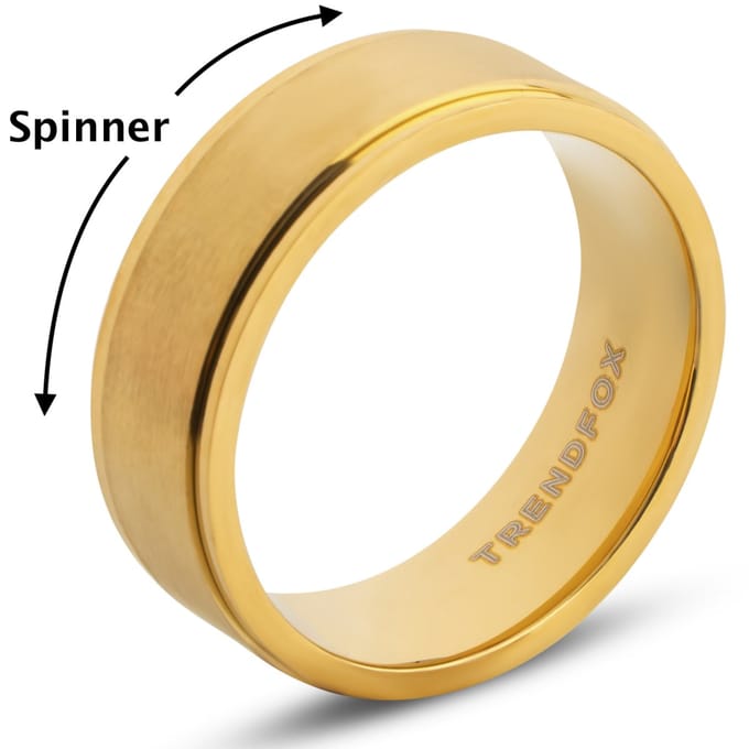 Fidget Ring - Spinner - Anxiety Ring - Goud Kleurig - Staal - Papa Cadeau Voor Mannen - Vaderdag