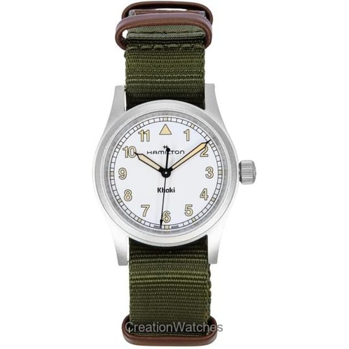 Hamilton Khaki Field Textielband Witte Wijzerplaat Quartz H69301910 Unisex Horloge wit