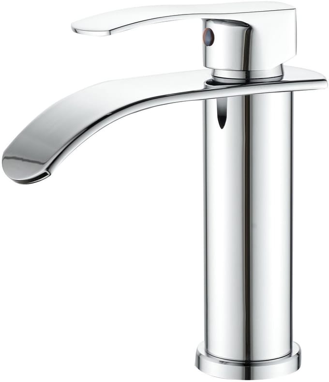 Beelee Single Hole Single Lever Waterfall Basin Fixture with G3/8" Cold and Hot Water Connection, Chrome Plated, Modern Bathroom Sink Tap