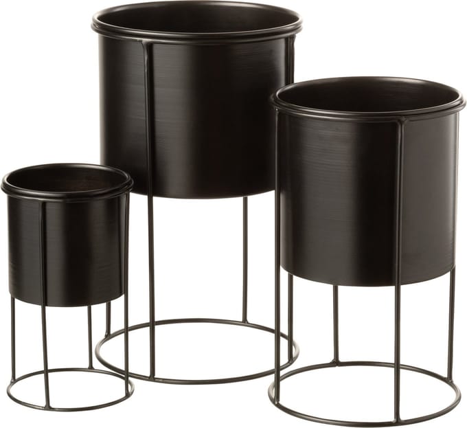J-Line bloempot Op Voet - metaal - zwart - large - Ø 18 cm