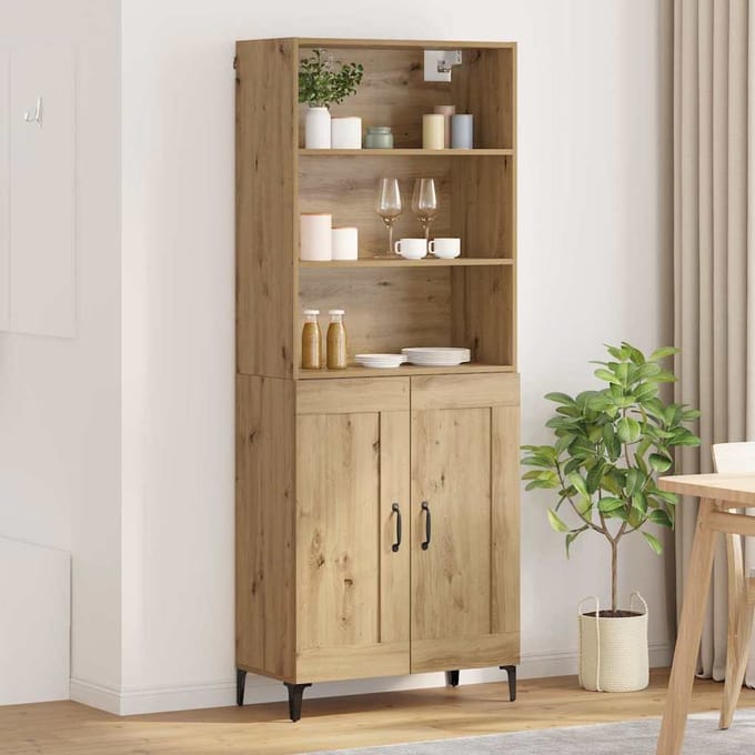 vidaXL - Highboard - 2 - st - artisanaal - eikenkleurig - 69,5 - x - 34 - x - 180 - cm