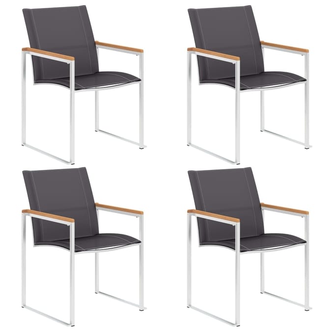 vidaXL - Tuinstoelen - 4 - st - textileen - en - roestvrij - staal - grijs