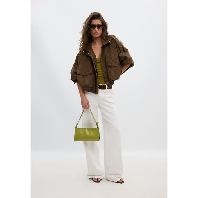 Stradivarius Oversized kunstsuède jack  Bruin S