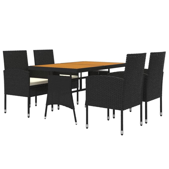 vidaXL - 5-delige - Tuinset - poly - rattan - zwart