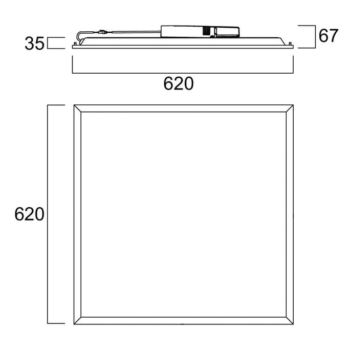 Sylvania LED-inbouwpaneel QUANTUM wit 62x62 cm aan/uit 26 W UGR19 IP54