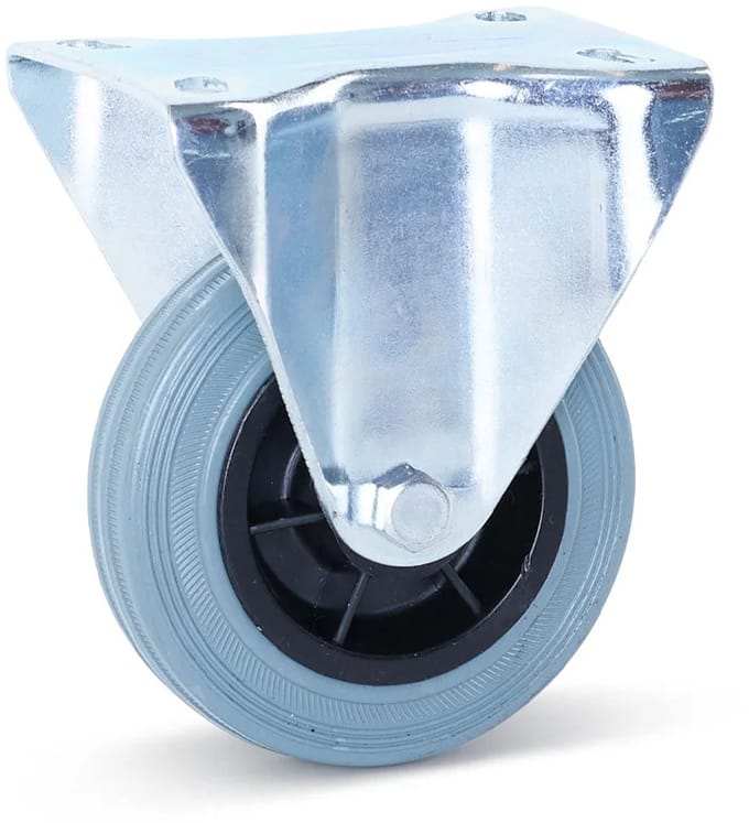 Grijs rubber bokwiel - 100mm - 75kg - Streeploos