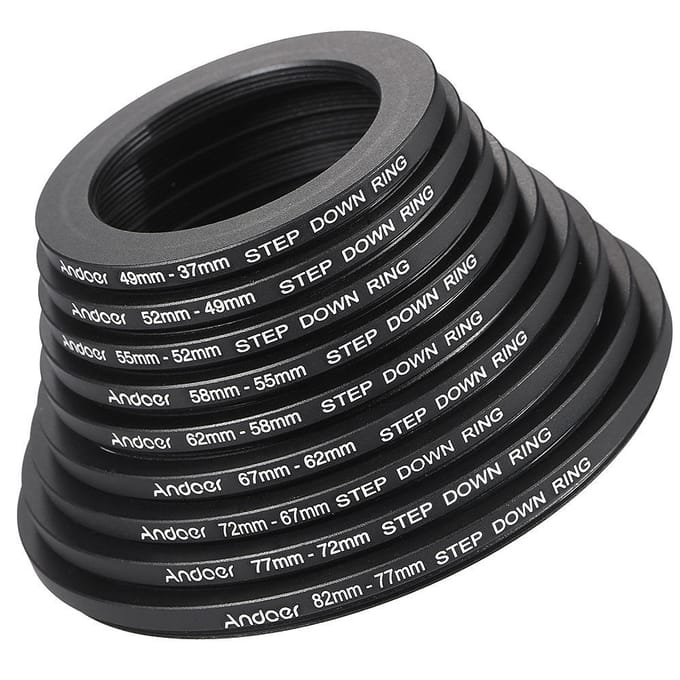 18 stuks Step Up / Step Down Lens Filter Metalen Adapter zwart