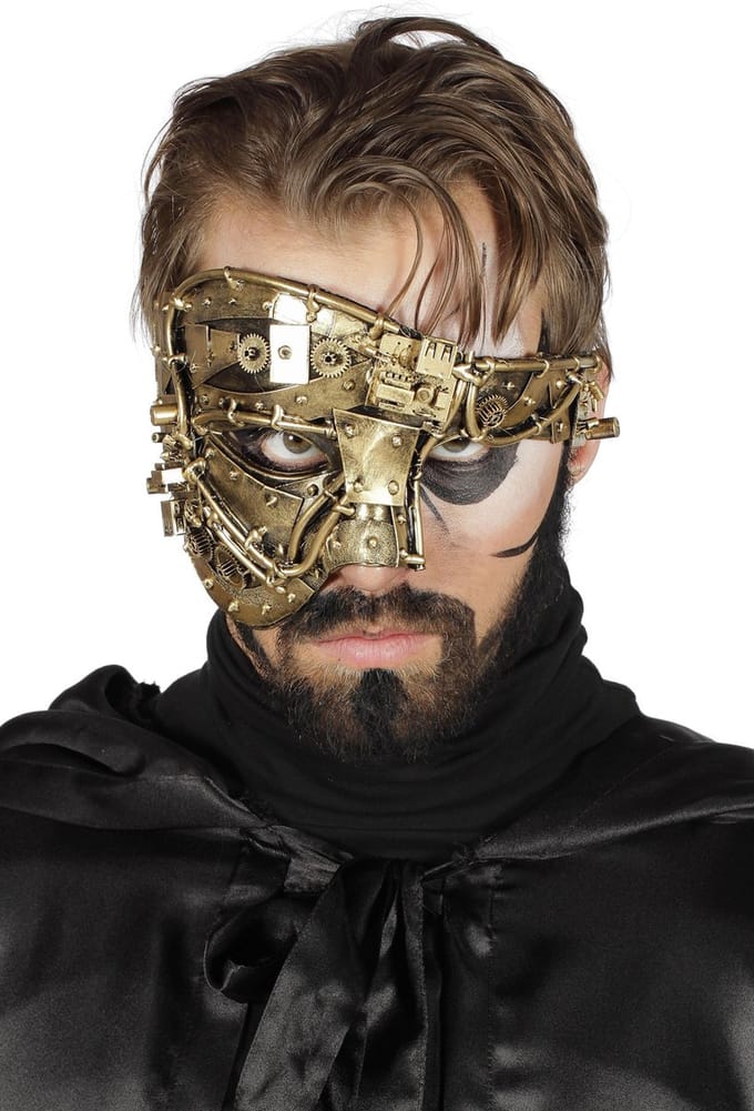 Masker steampunk half goud