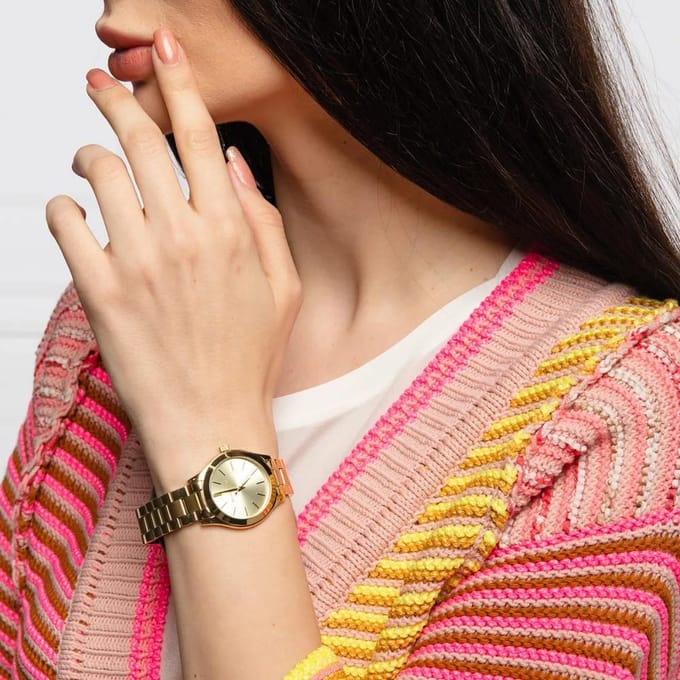 Michael Kors MK3512 Mini Slim Runway Dameshorloge 34 mm Gouden RVS