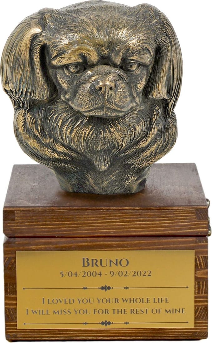 Tibetaanse Spaniel urn hond met beeldje - persoonlijke hondenurn