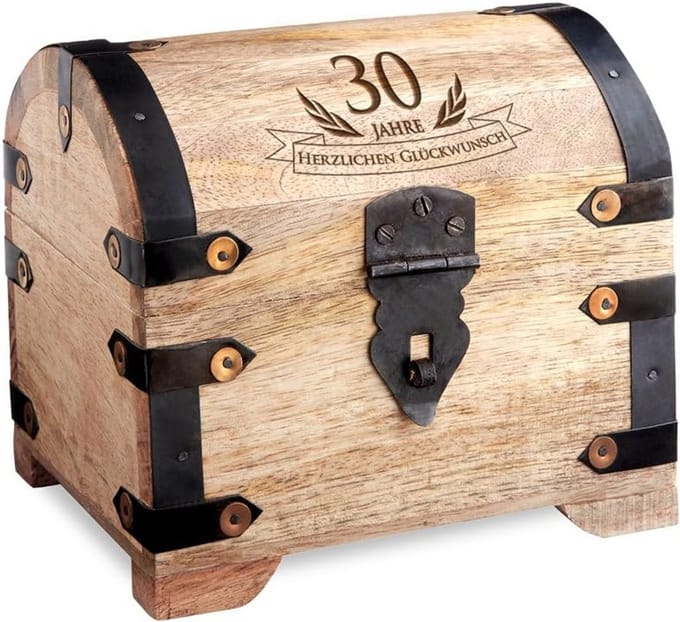 Houten Schatkist Licht Hout - Cadeau voor 30e Verjaardag en Spaarpot