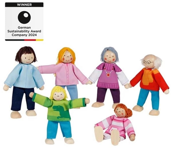 Goki Wooden Dollhouse Dolls Flexible Modern Family 6pcs.