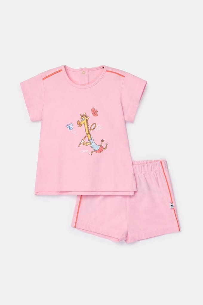 Woody - Baby Meisjes Pyjama - Lichtroze - 6 maand / 68