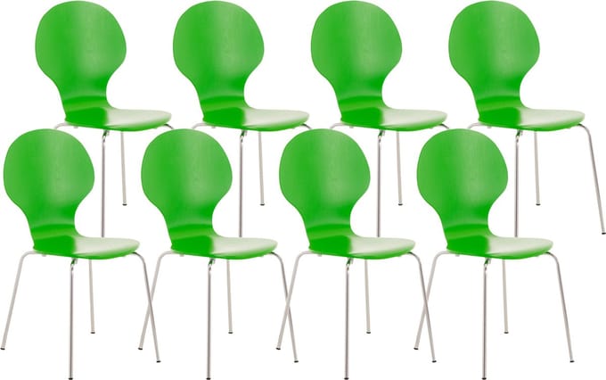 CLP Diego Set van 8 stapelstoelen Hout/groen