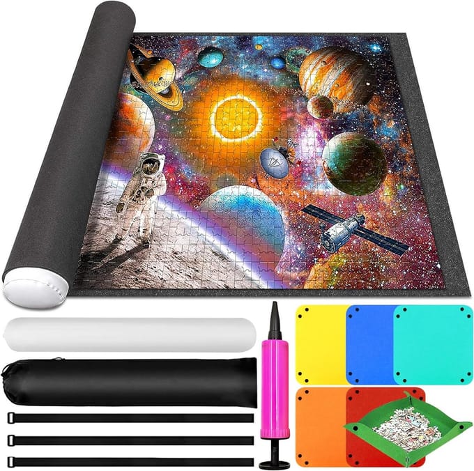 Puzzelmat voor 1000-3000 puzzelstukjes - Draagbare puzzelrolmat met oprolsteun