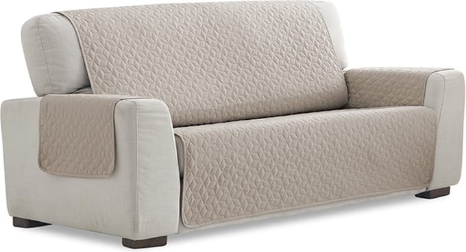 Fauteuilbeschermer Geo Quilt - 55cm breed - Linnen - Teflon beschermlaag - Anti-slip onderkant