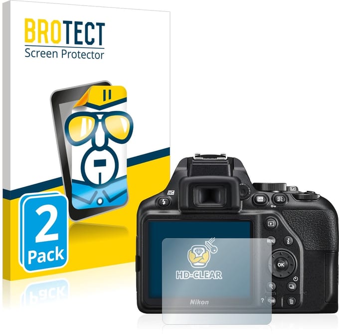 BROTECT - Screenprotector voor Nikon D3500 / D3300 - Folie Beschermfolie transparant 2 Stuks
