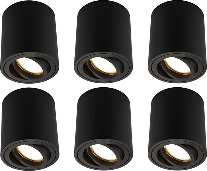 Ledvion - 6X LED Opbouwspots - Dimbaar - 5W - 2700K - Zwart