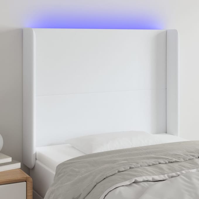 vidaXL - Hoofdbord - LED - 83x16x118/128 - cm - kunstleer - wit