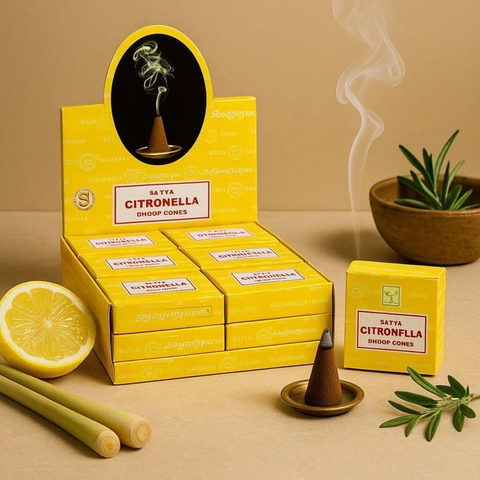 Satya - citronella - wierookkegels - muggen wierook - doos 12 stuks