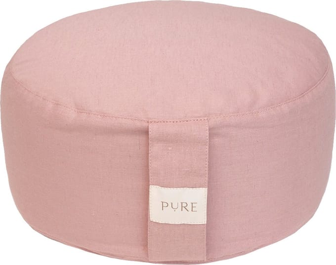 Meditatiekussen eco linnen oudroze rond - Pure | Yoga kussen