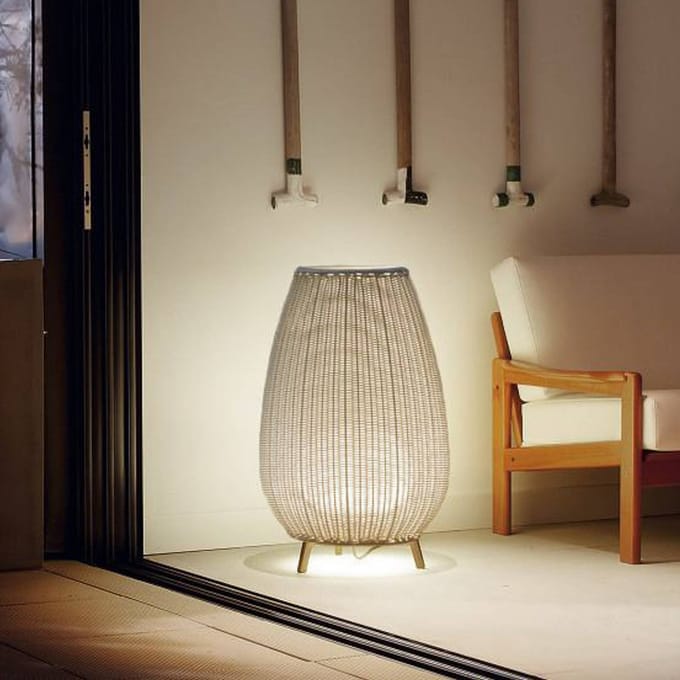 Bover LED terraslamp Amphora, 77 cm, grafietbruin/beige