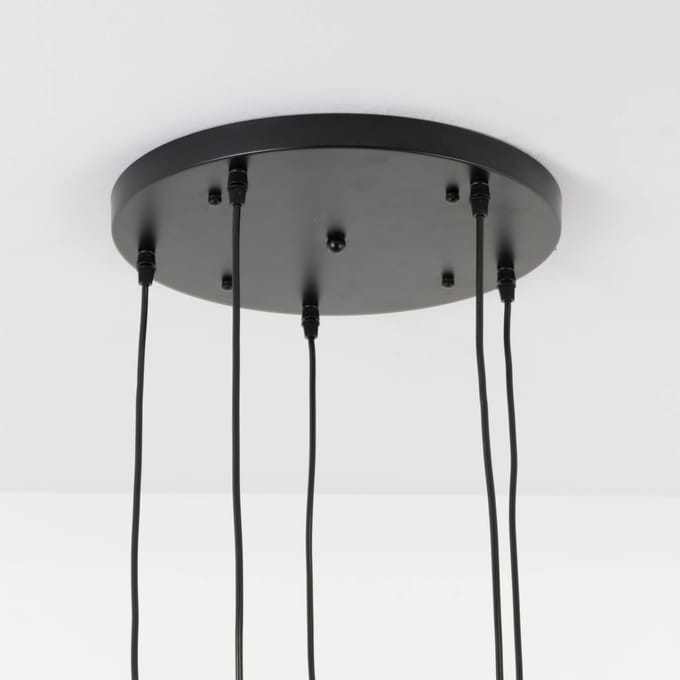 Holländer Hanglamp Milano, vijf kappen van rookglas