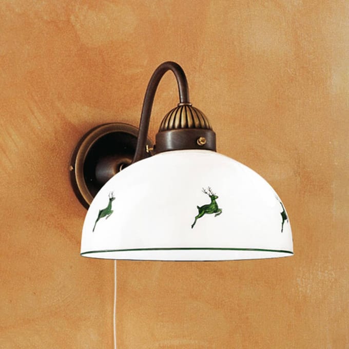 austrolux Rustieke wandlamp Nonna groen met herten