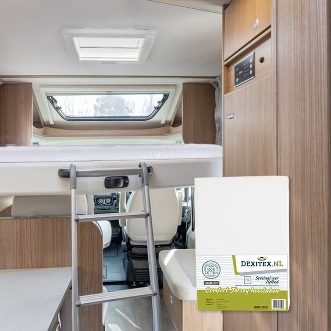 Dexitex hefbed 1 x Hoeslaken Wit / Geschikt voor Camper
