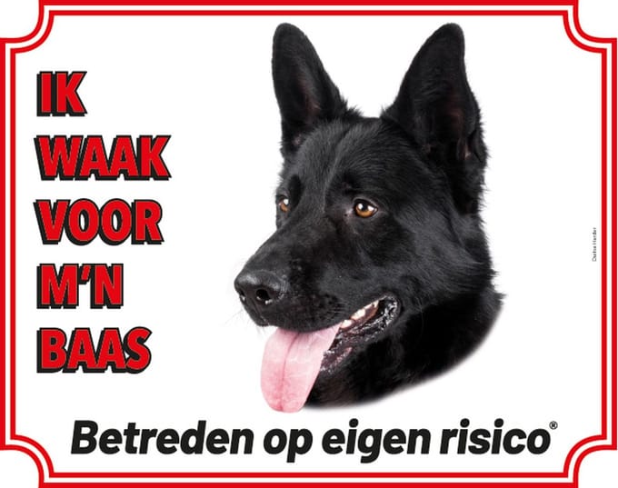 Duitse Herder Zwart Waakbord - Ik waak voor mijn baas