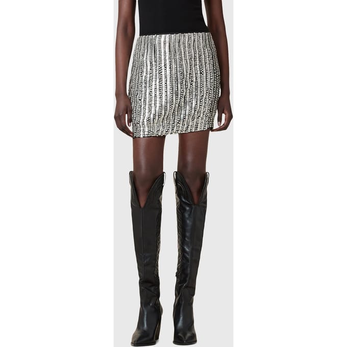 AllSaints Jamilia Emb Skirt Silver Taglia: 6 | Minigonne Outlet | Donna | Grigio